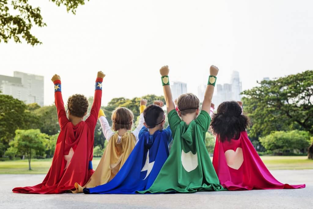 kids in super hero costumes