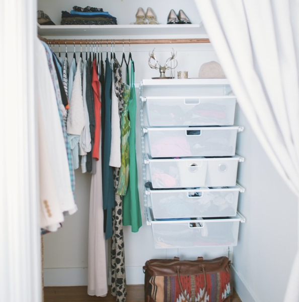 bedroom closet with minimal clothing