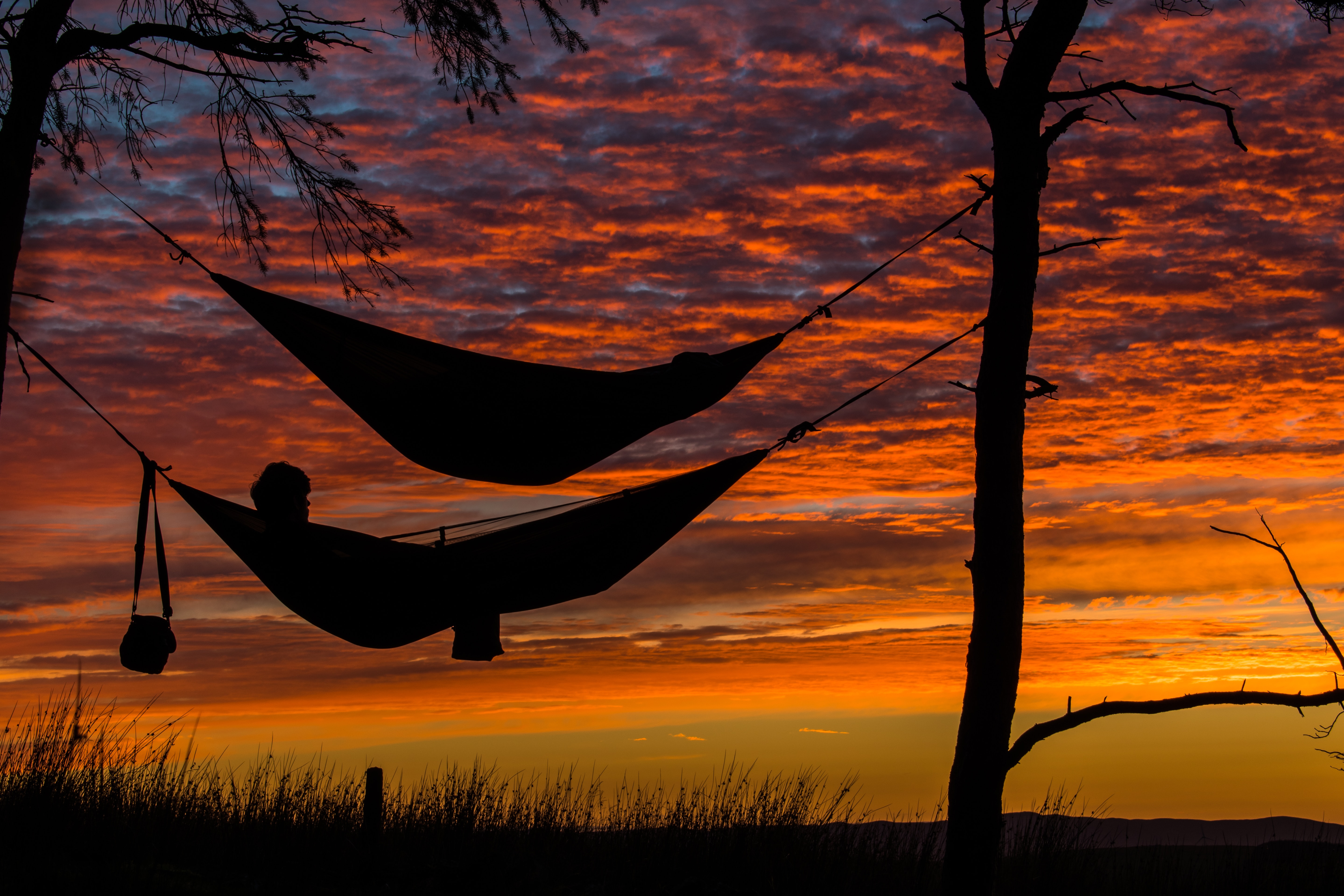 Two hammocks and a red sky: living off the grid