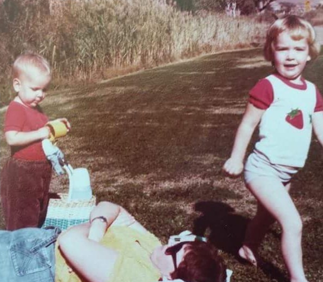 (1980s, Picnicking with my mum and sister, I am the one doing the dishes, SA, Australia)