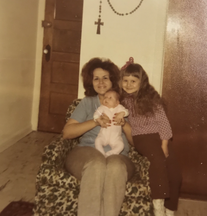 Mom, Gina, and me