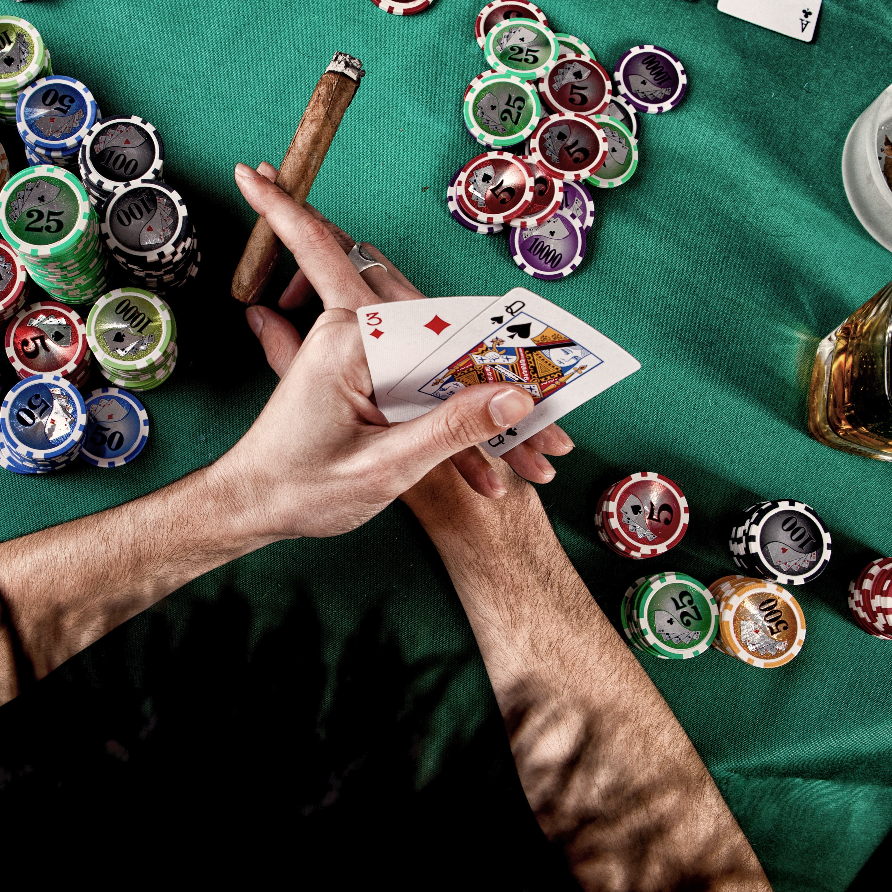 Gambler-Smoking-Playing poker