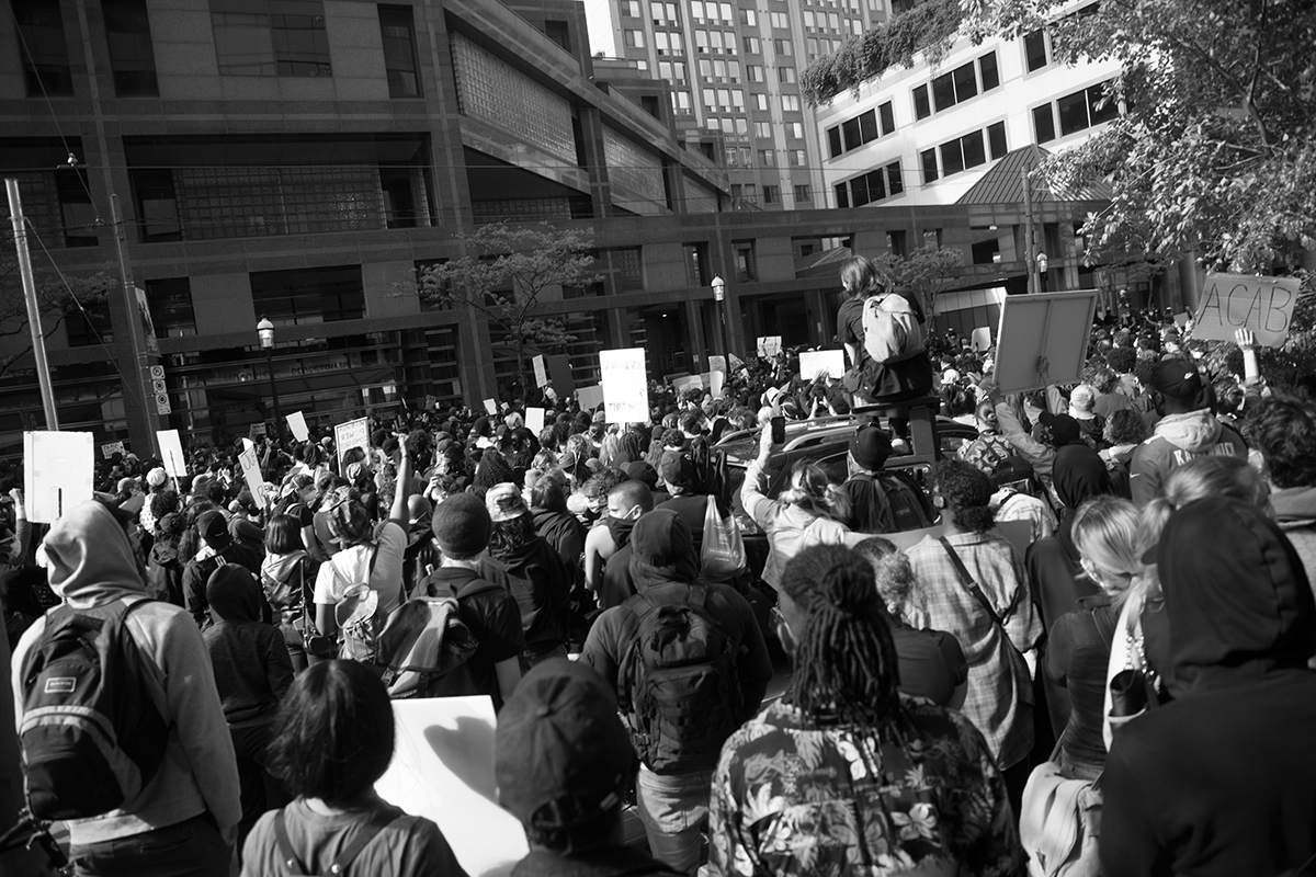Black Lives Matter Solidarity March, College Park, Toronto, Ontario, Canada, Photographer: Ajani Charles