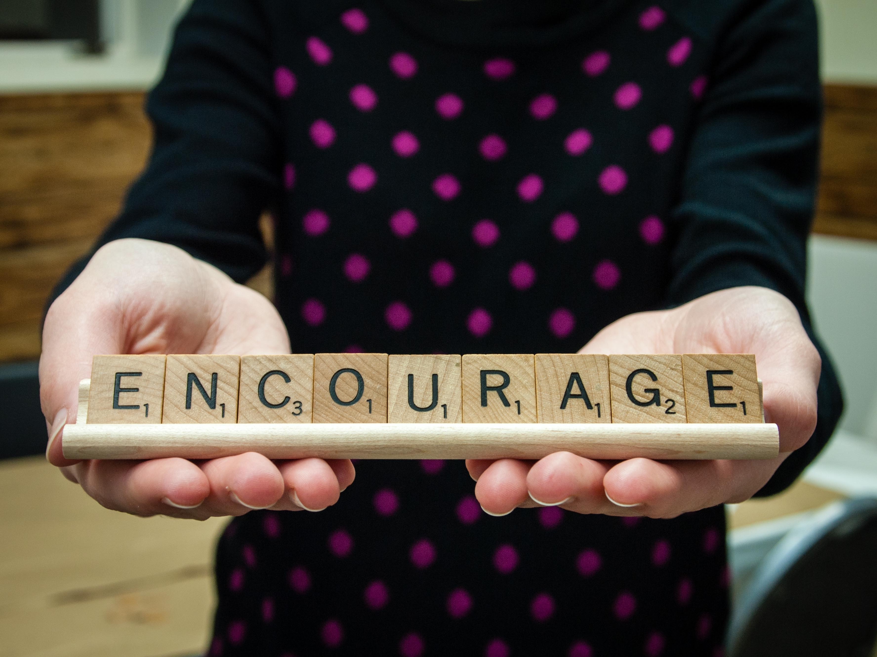 Encourage in Scrabble Letters