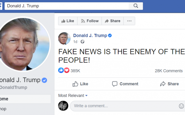 Trump post on Facebook (Dan Perry photo)