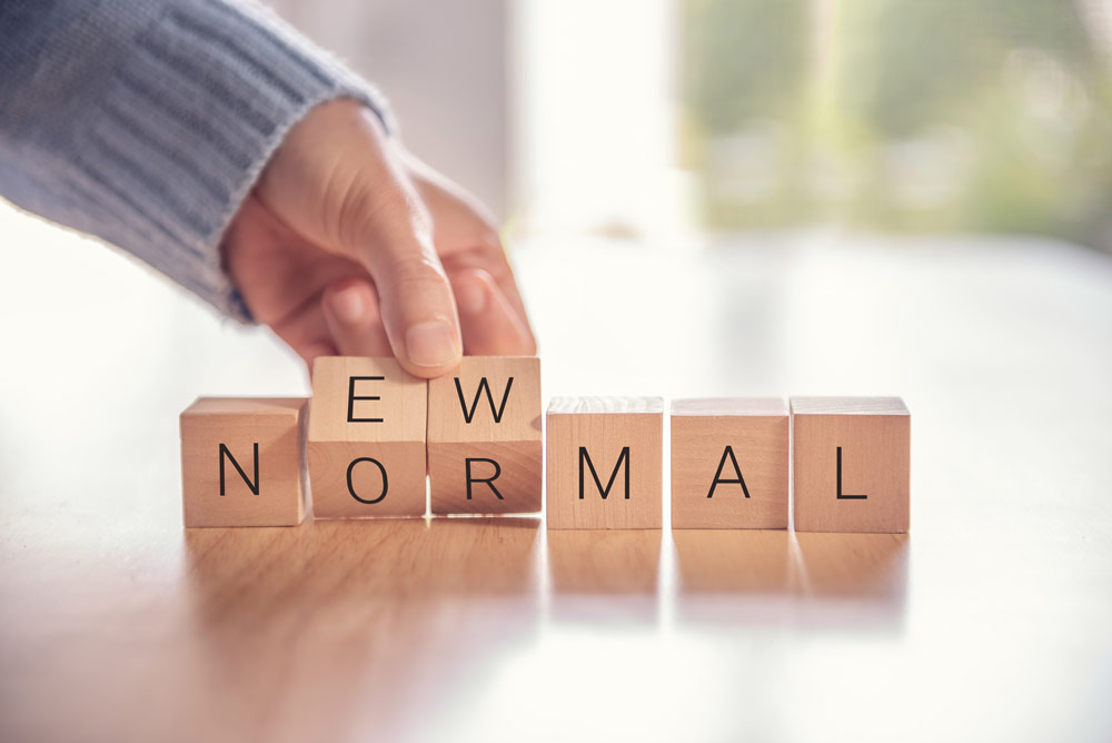 Tiles spelling "New Normal"