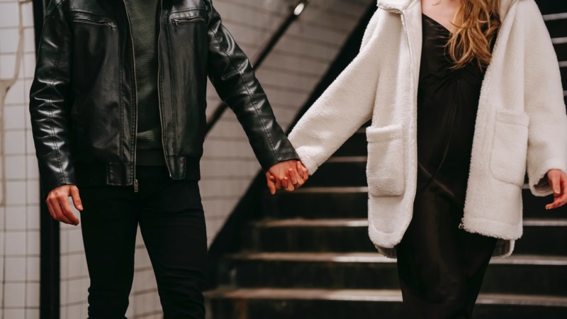 Woman Man Holding Hands Stock
