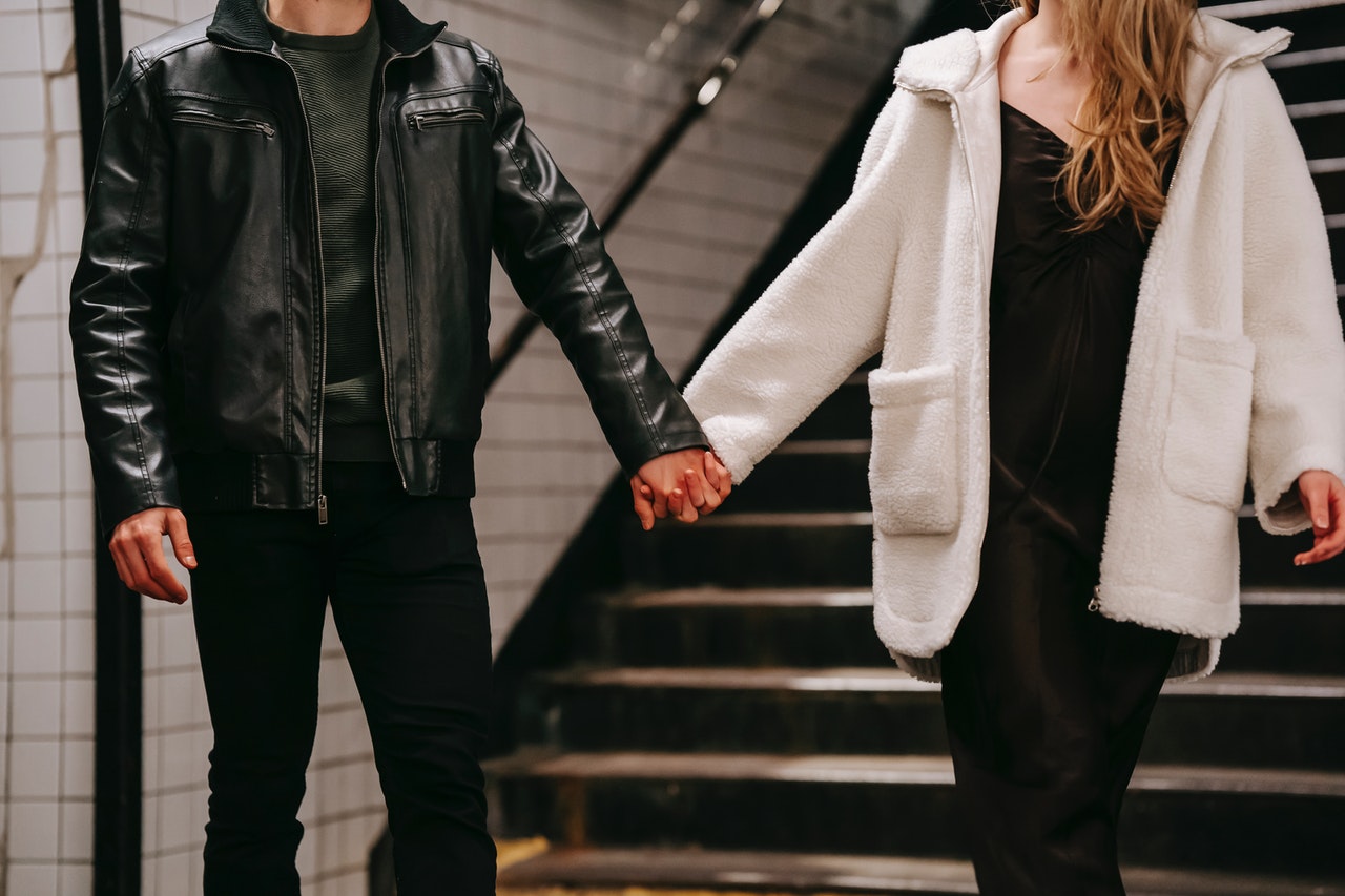 Woman Man Holding Hands Stock