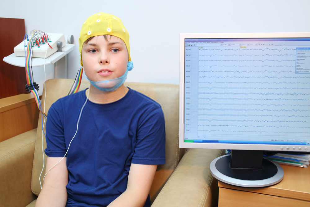 A boy during an electroencephalography session