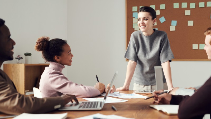 High potential employee presenting