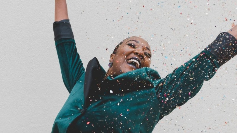 Woman celebrating life