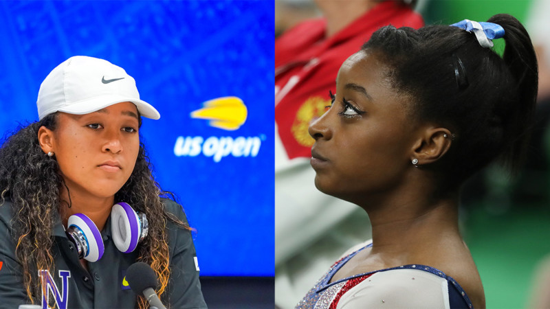 American gymnast Simone Biles (pictured right) has withdrawn from Thursday's individual all-around competition after previously stepping back from the team finals. Before this, Japanese tennis player Naomi Osaka (pictured left) took a mental health break after paying $15,000 for skipping her post-game press conference. Photos courtesy Leonard Zhukovsky / Shutterstock.com