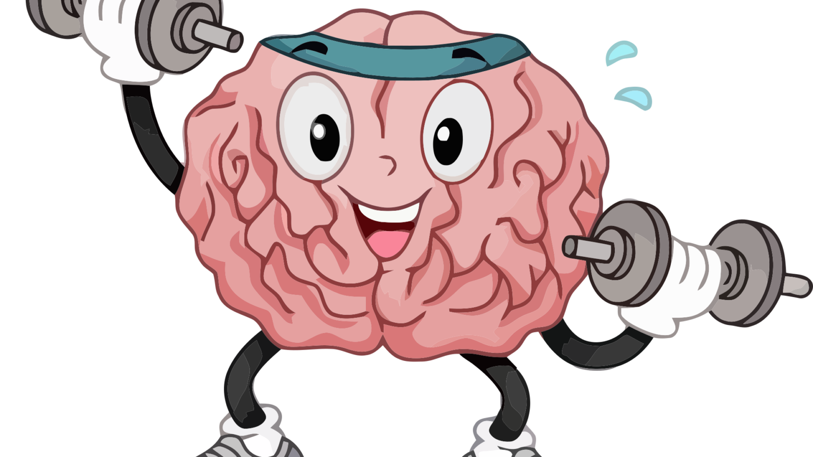 Cartoon-like happy brain doing exercise