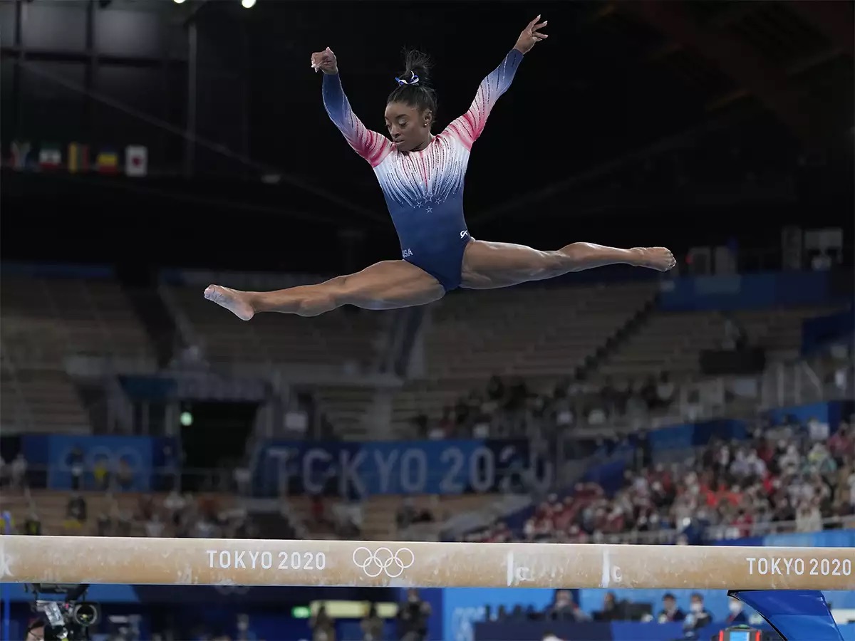 imone Biles competing in Tokyo