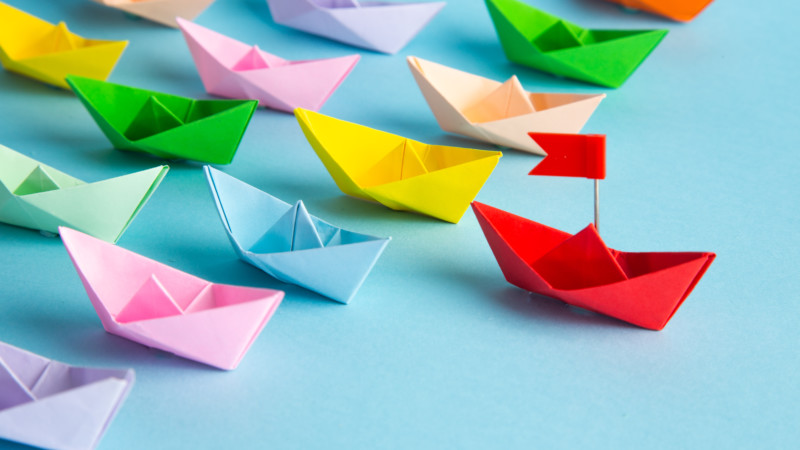 leadership illustration with colorful boats