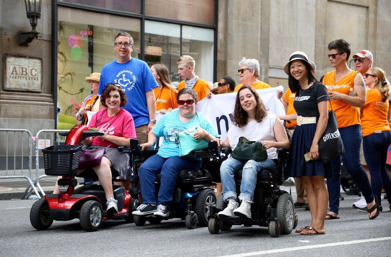 Group of 5 Diversability members at the 2015 Disability Pride Parade in NYC