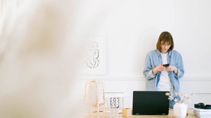 woman checking email